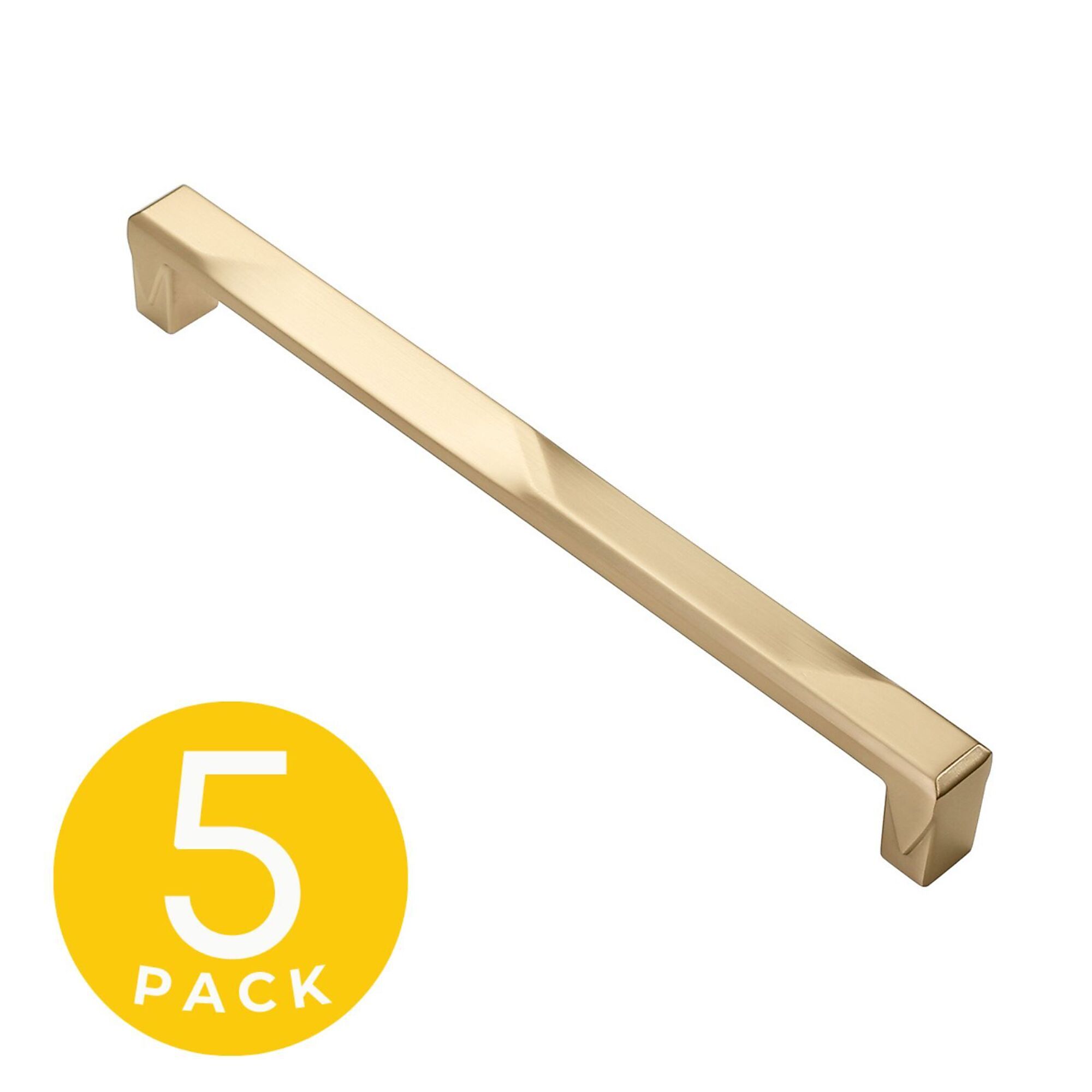 Sapphire, Geiger Series 7-1/2 in. (192 mm) Center-to-Center Modern Gold Cabinet Handle/Pull (5 Pack), #SP-3771-192-BRA-5